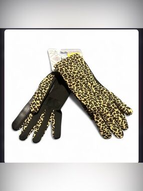 Isotoner Leopard print leather gloves with touch screen functionality  L/XL